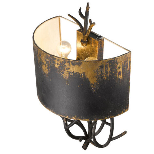Esmay Antique Black Iron Two-Light Wall Sconce, image 4